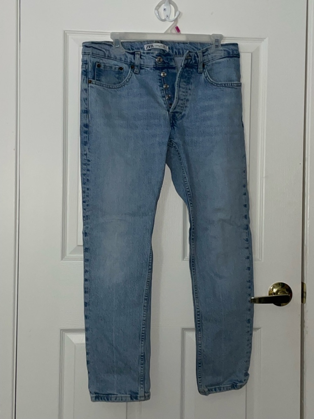 Zara Light Blue Slim Straight Jeans